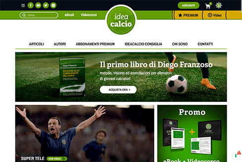 Sito di calcio in versione desktop